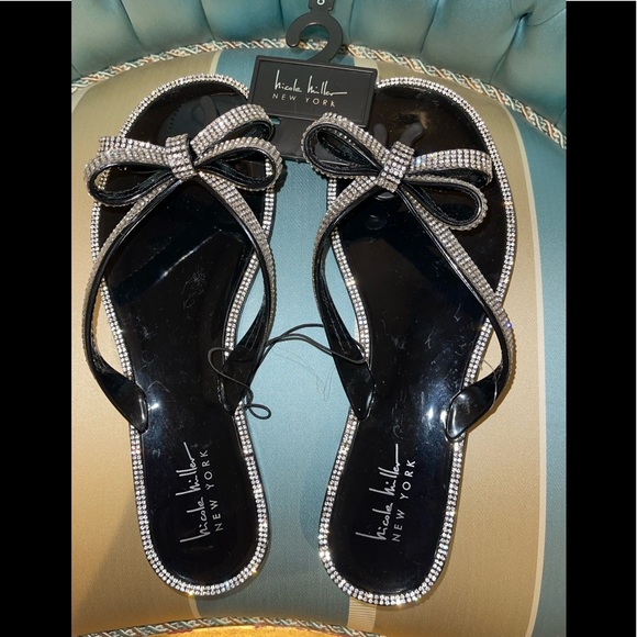 Nicole Miller Shoes - Nicole Miller crystal and rubber thongs